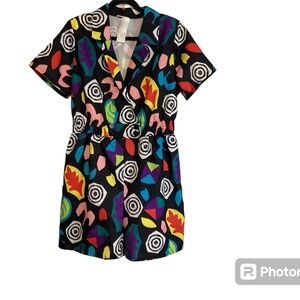 Stranger things 80’s romper XL retro funky fun abstract print vintage #0379